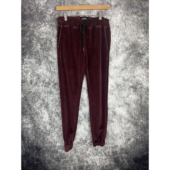 Elwood Velvet Velour Jogger Lounge Maroon athleisure Sweatpants Women's Xs - Picture 1 of 12
